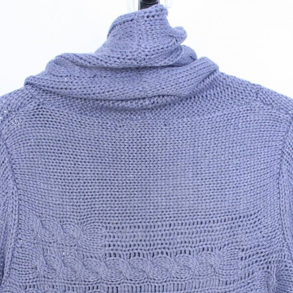 Banana Republic Wool Alpaca Blend‎ Purple Cowlneck Cable Knit Sweater Sz M - Picture 7 of 11